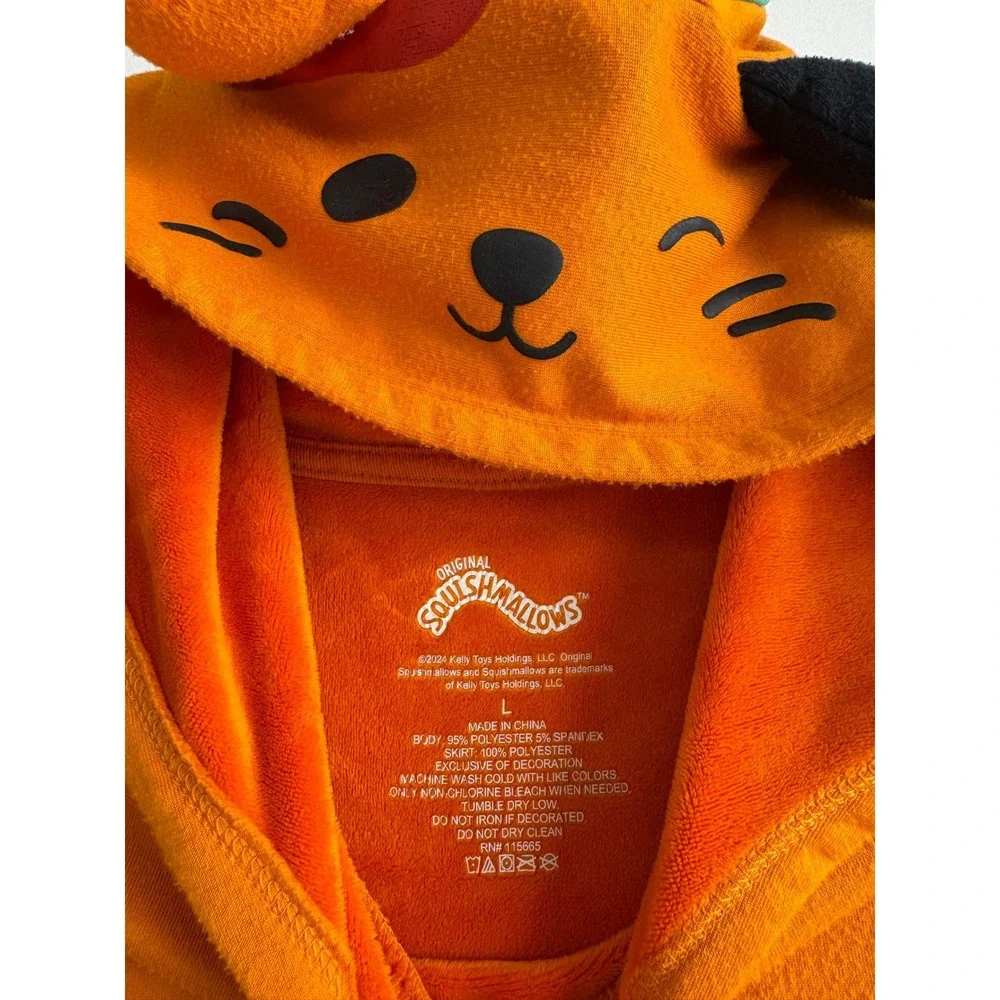 Squishmallows Girls Halloween Pumpkin Costume Dress Hood kidcore Orange Black L